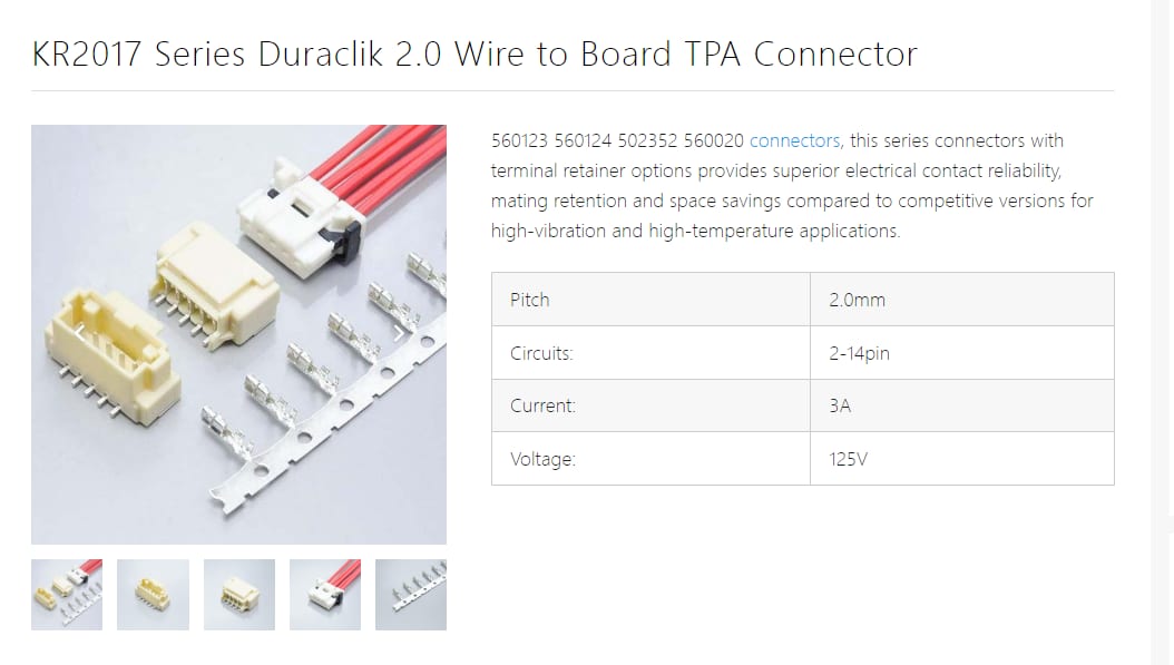 KR2017 electronic connector data sheet