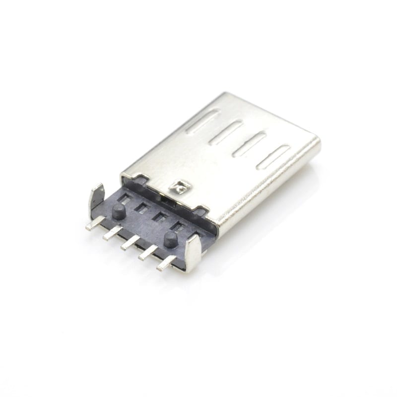 U01P0002B Series Micro USB 5P Male SMT Right Angle Type Offset with Post Connector (2/5)