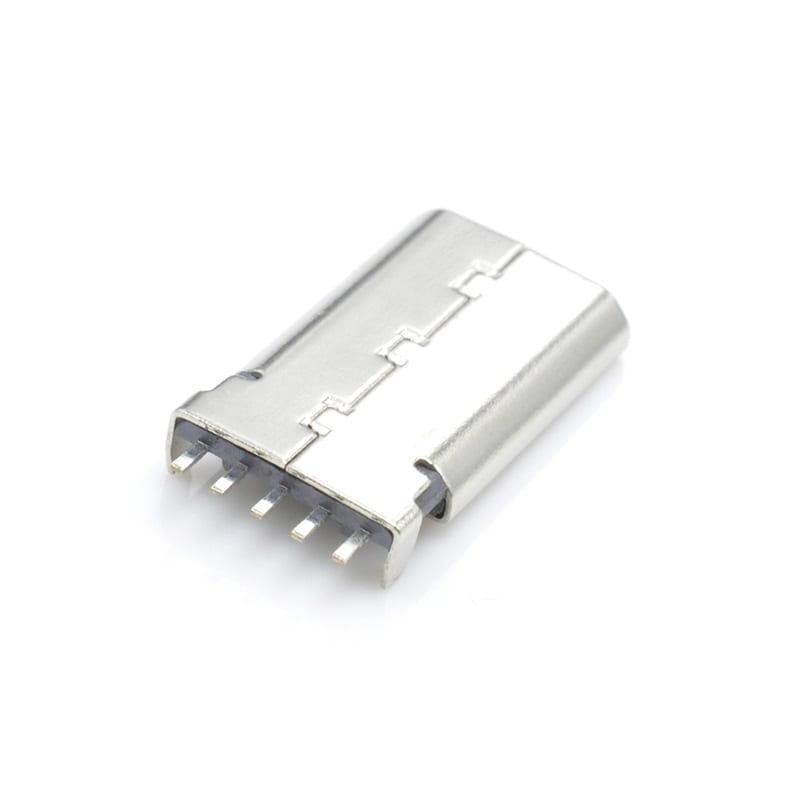 U01P0002B Series Micro USB 5P Male SMT Right Angle Type Offset with Post Connector (3/5)