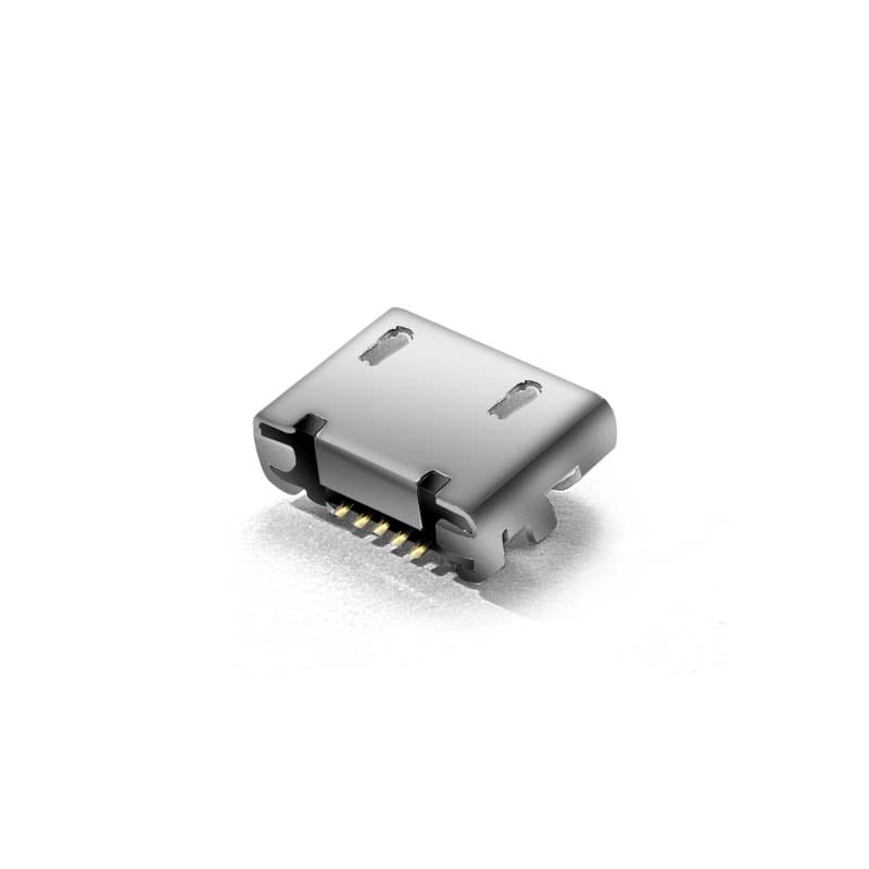 U01S0006R Series Micro USB 5Pin B Type SMT Female Connector Flat Mouth with Post (3/5)