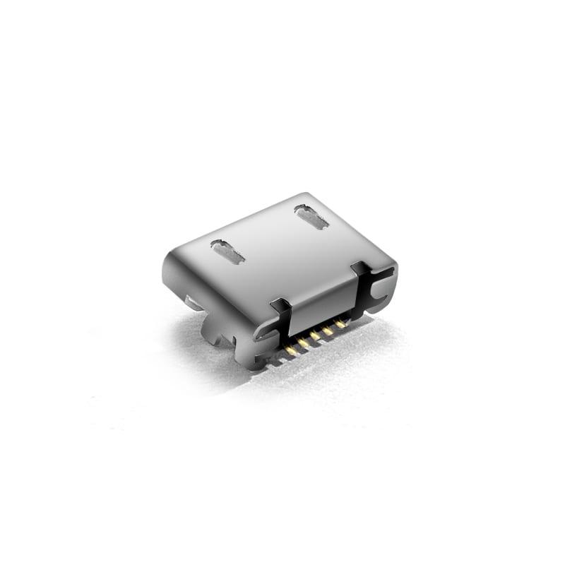 U01S0006R Series Micro USB 5Pin B Type SMT Female Connector Flat Mouth with Post (5/5)